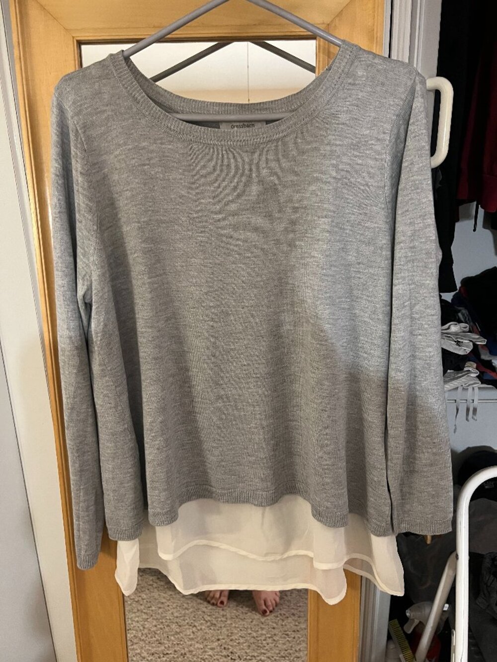 Dressbarn WOMAN 1X Layered Gray Sweater & Sheer Tank – Like New